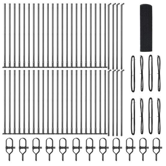 Clôture avec poteaux gris 0,8 x 100 m acier