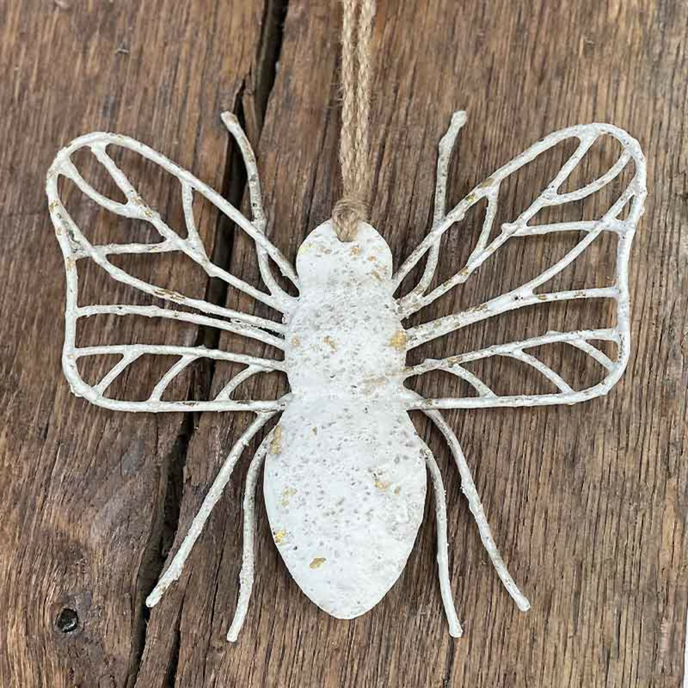 Suspension abeille blanc doré 15x4x13cm