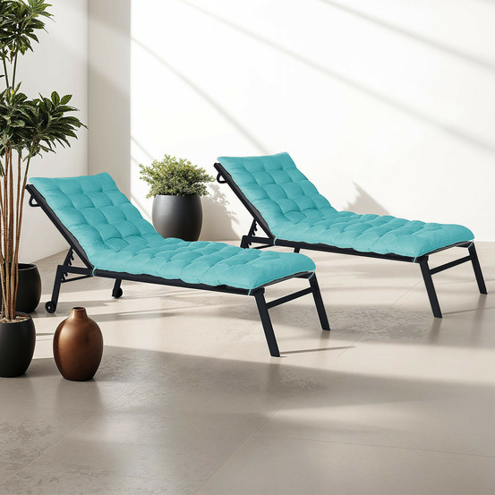 Lot de 2 coussins universels de transat adam 180 cm bleu canard