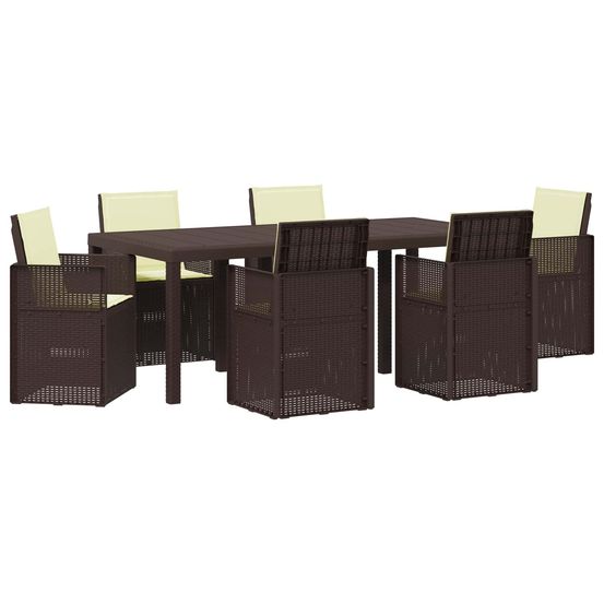 Ensemble de salle à manger pour jardin 7 pc marron et crème pp
