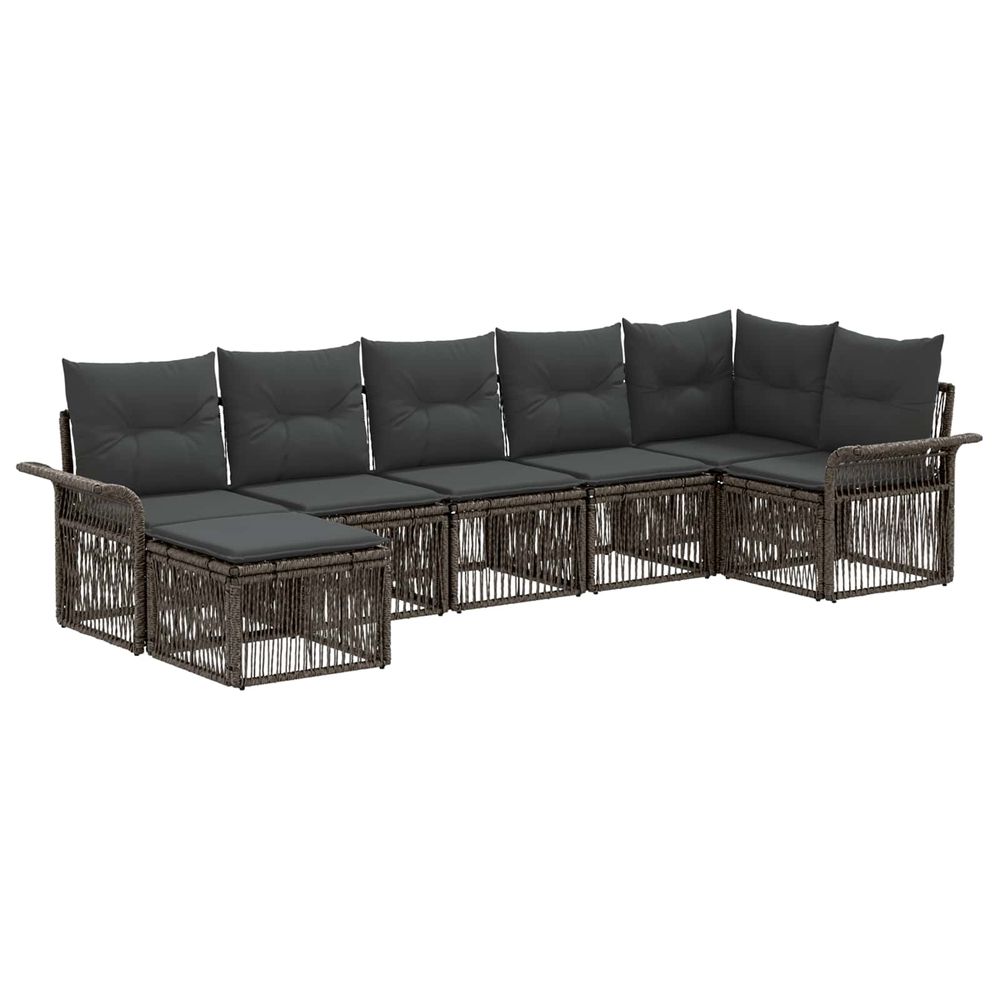 Ensemble de canapé de jardin 7 pc gris polyrotin