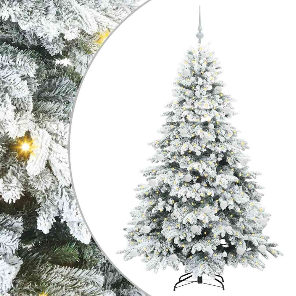 Sapin de noël artificiel avec 300 led blanc 180 cm pe et pvc