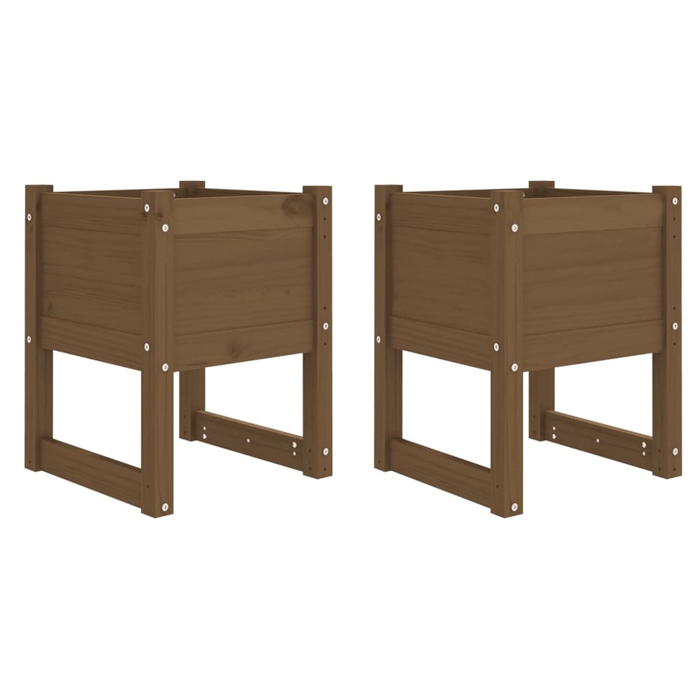 Jardinières 2 pcs marron miel 40x40x52,5 cm bois massif de pin