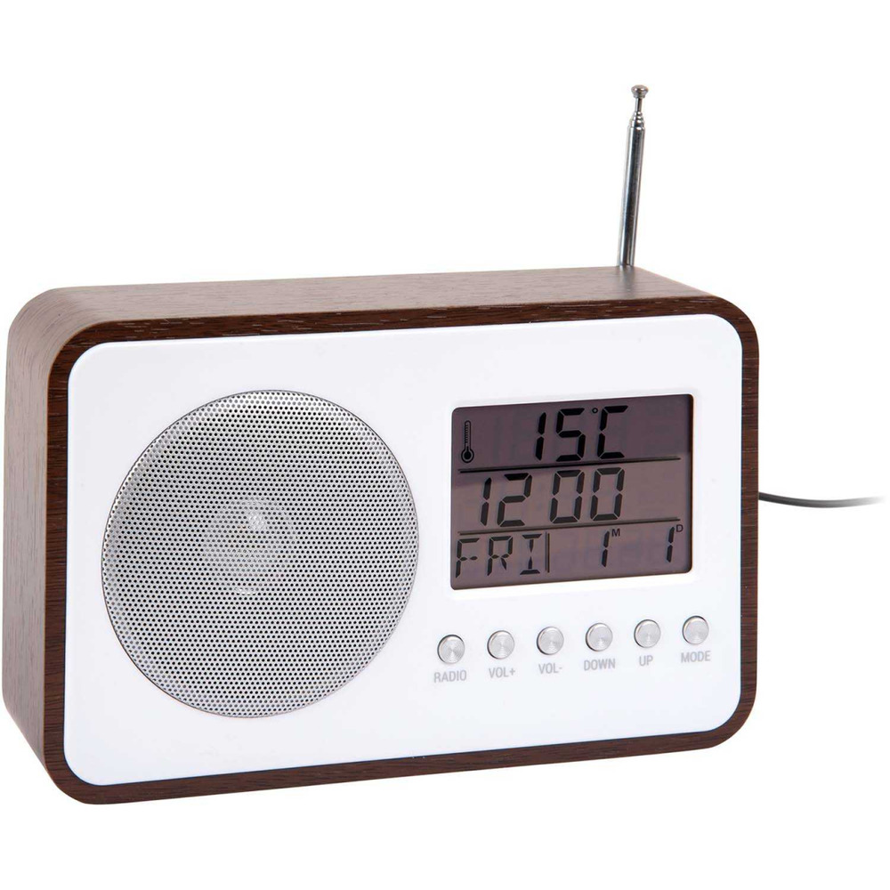 Réveil avec radio fm retro marron