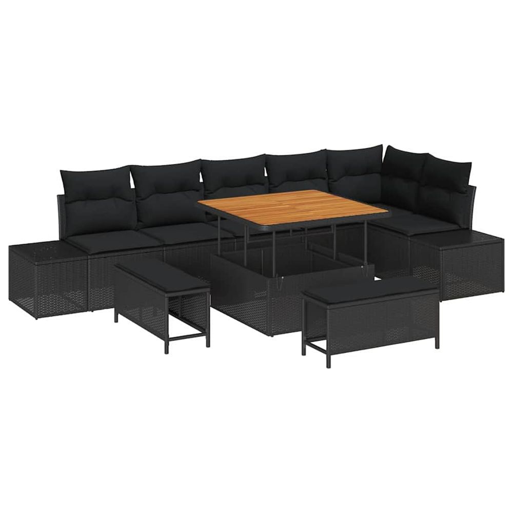 Ensemble de canapé de jardin 9 pc 8-nombre de places noir