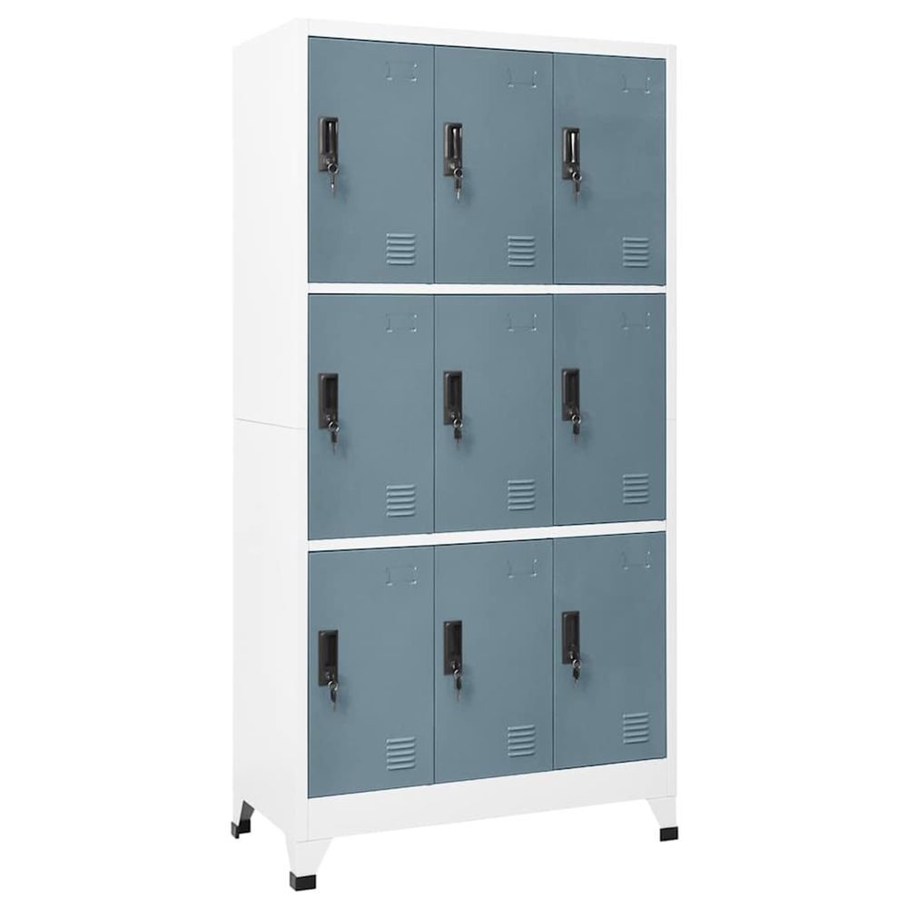 Armoire à casiers gris clair et gris foncé 90x45x180 cm acier
