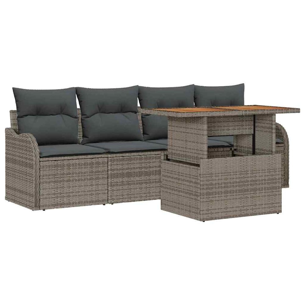Ensemble de canapé de jardin 5 pc gris polyrotin