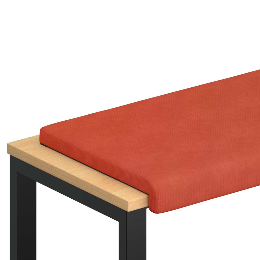 Coussin de banc velours côtelé rouge orange profondeur 35 cm