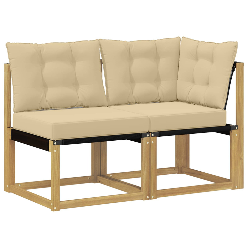 Canapé d’extérieur milieu et coin avec coussin 2 pièce blanc