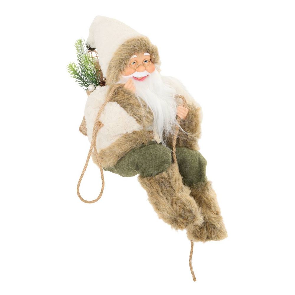 Père noël marron sur corde h. 45 cm