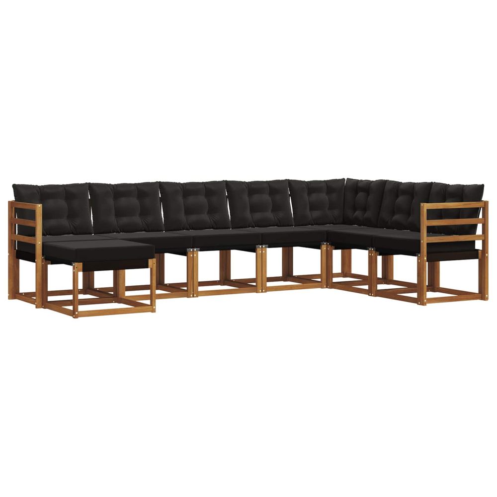Ensemble de canapés d'extérieur 8 pc naturel et noir