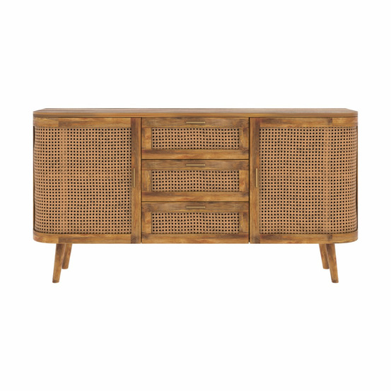 Wava-buffet en bois de manguier et cannage