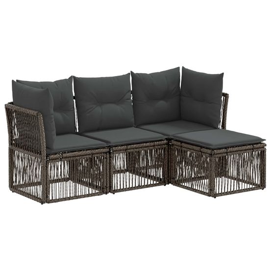 Ensemble de canapé de jardin 4 pc gris polyrotin