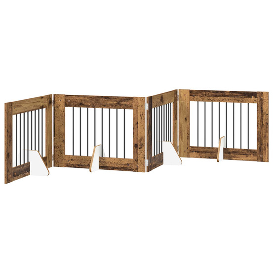 Porte de chien pliable avec supports 4 pcs bois ancien 321 cm