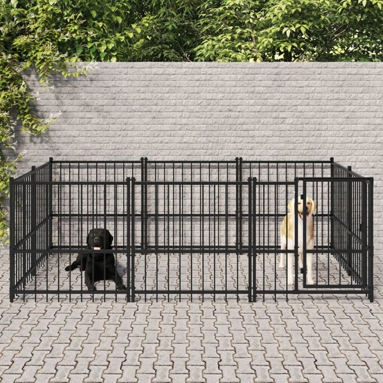 Chenil d'extérieur pour chiens acier 5,63 m²
