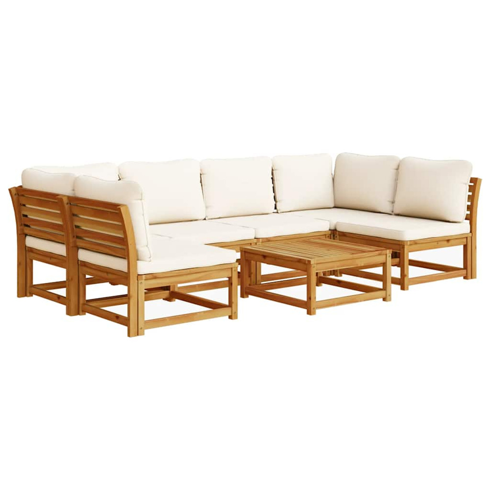 Salon de jardin avec coussins 7 pcs bois massif d'acacia