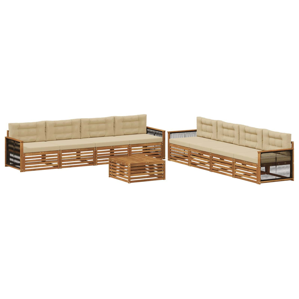 Ensemble de canapés d'extérieur 9 pcs naturel et beige