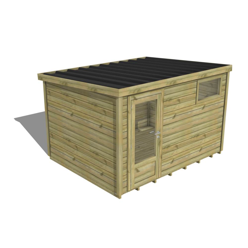 Abri de jardin bois pin traité autoclave 27mm - essentiel - 3,44x2,64m / 9m2 - bac acier - plancher bois