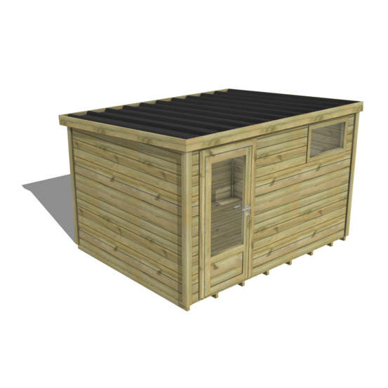 Abri de jardin bois pin traité autoclave 27mm - essentiel - 3,44x2,64m / 9m2 - bac acier - plancher bois