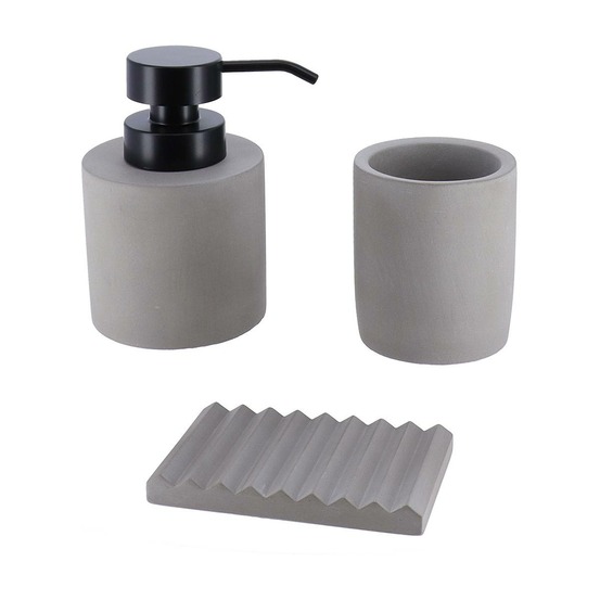 Set gobelet distributeur a savon et porte savon en ciment - gris
