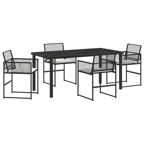 Ensemble de salle à manger pour jardin 5 pcs noir poly rotin