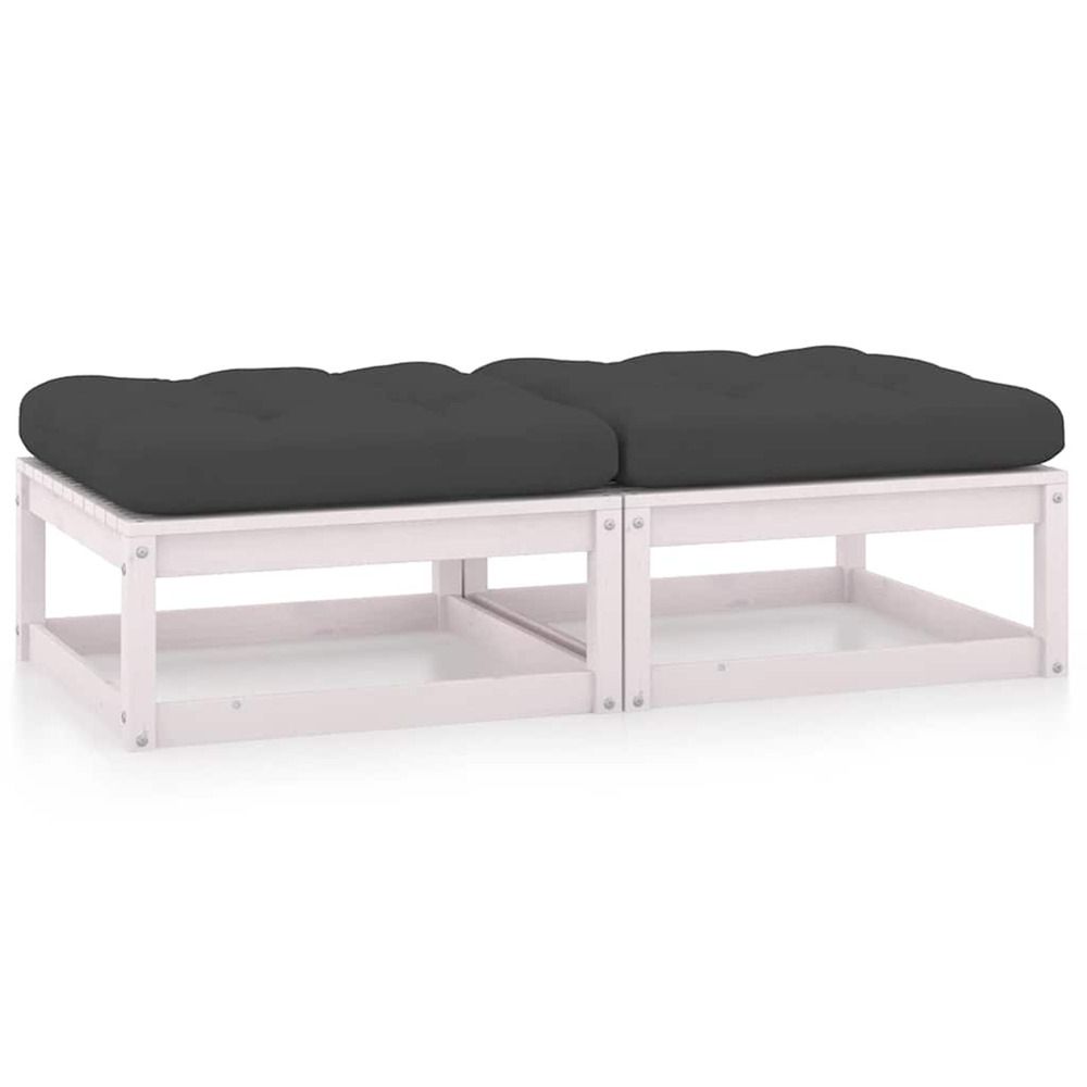 Repose-pieds de jardin avec coussins lot de 2 bois pin solide