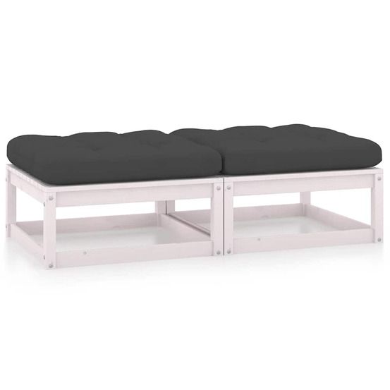 Repose-pieds de jardin avec coussins lot de 2 bois pin solide