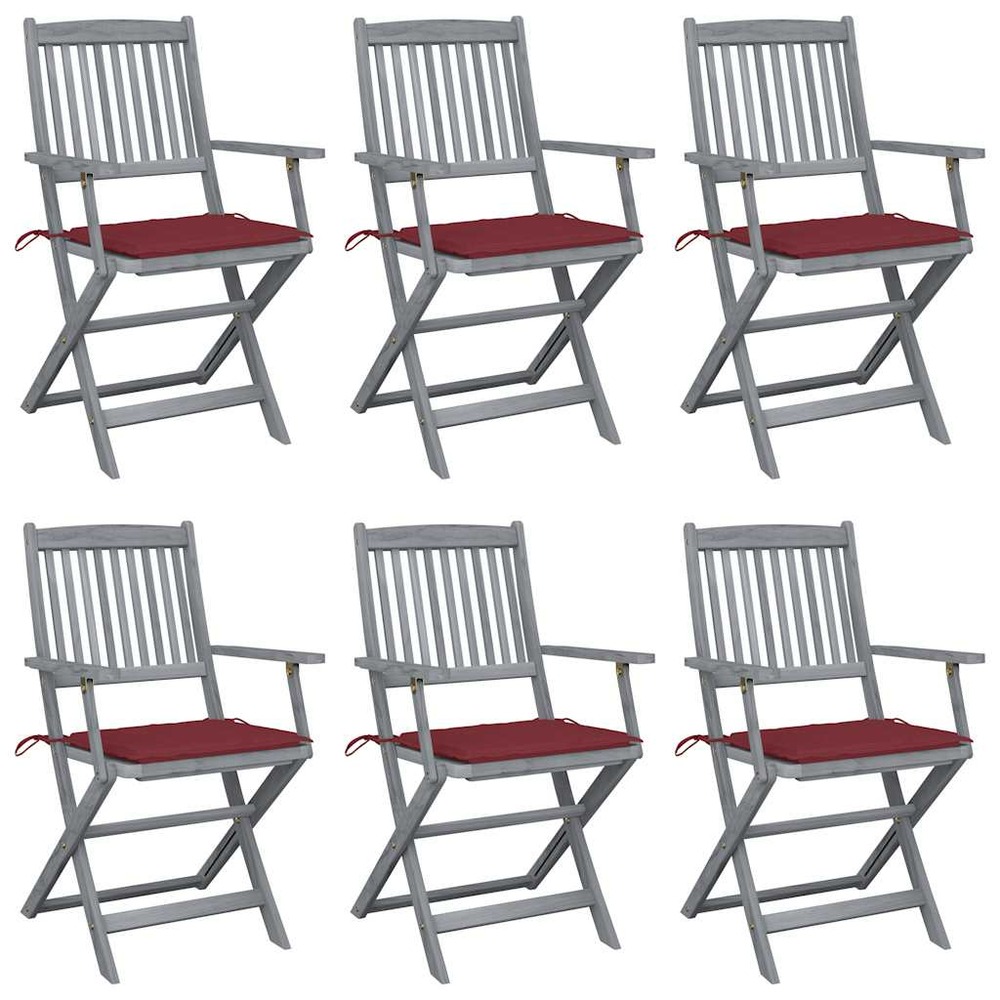 Chaises pliables d'extérieur lot de 6 et coussins bois d'acacia