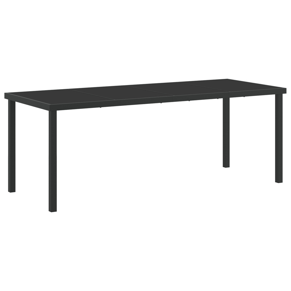 Table de jardin noire 200x80x73 cm en verre trempé