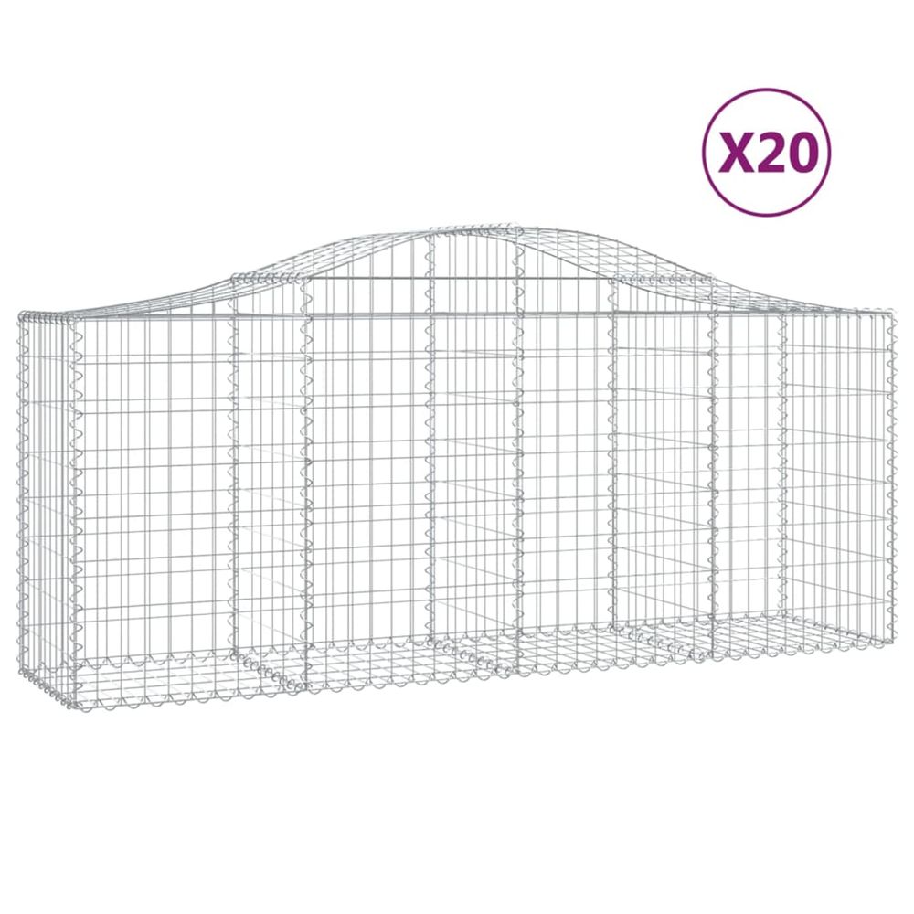Paniers à gabions arqués 20 pcs 200x50x80/100 cm fer galvanisé