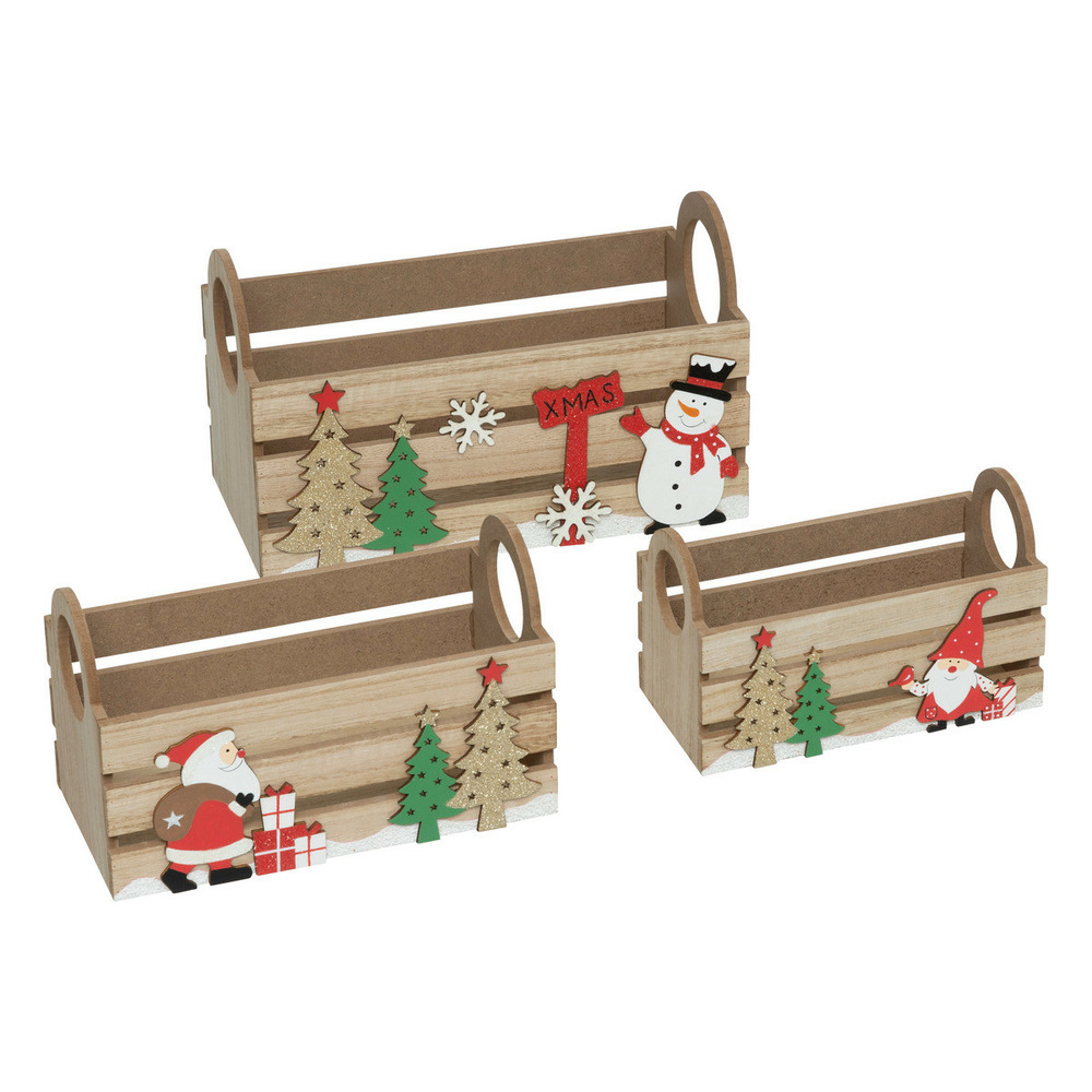 Déco de noël lot de 3 cagettes en bois