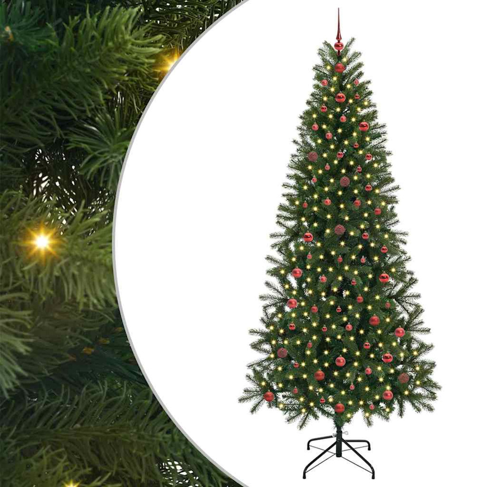 Sapin de noël artificiel avec 300 led vert 240 cm pe et pvc