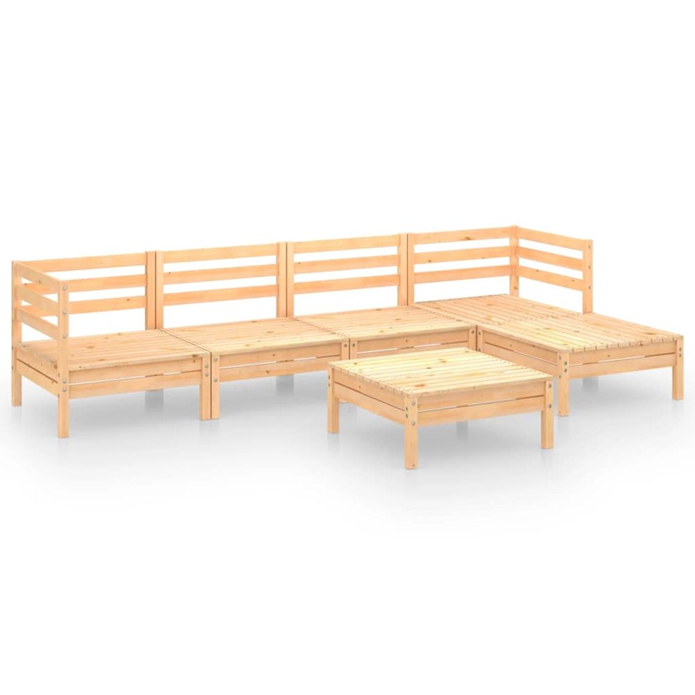 Salon de jardin 6 pcs bois de pin massif