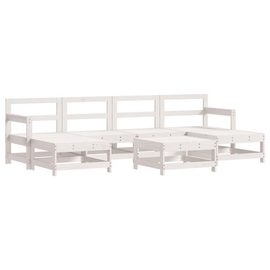 Salon de jardin 7 pcs blanc bois de pin massif
