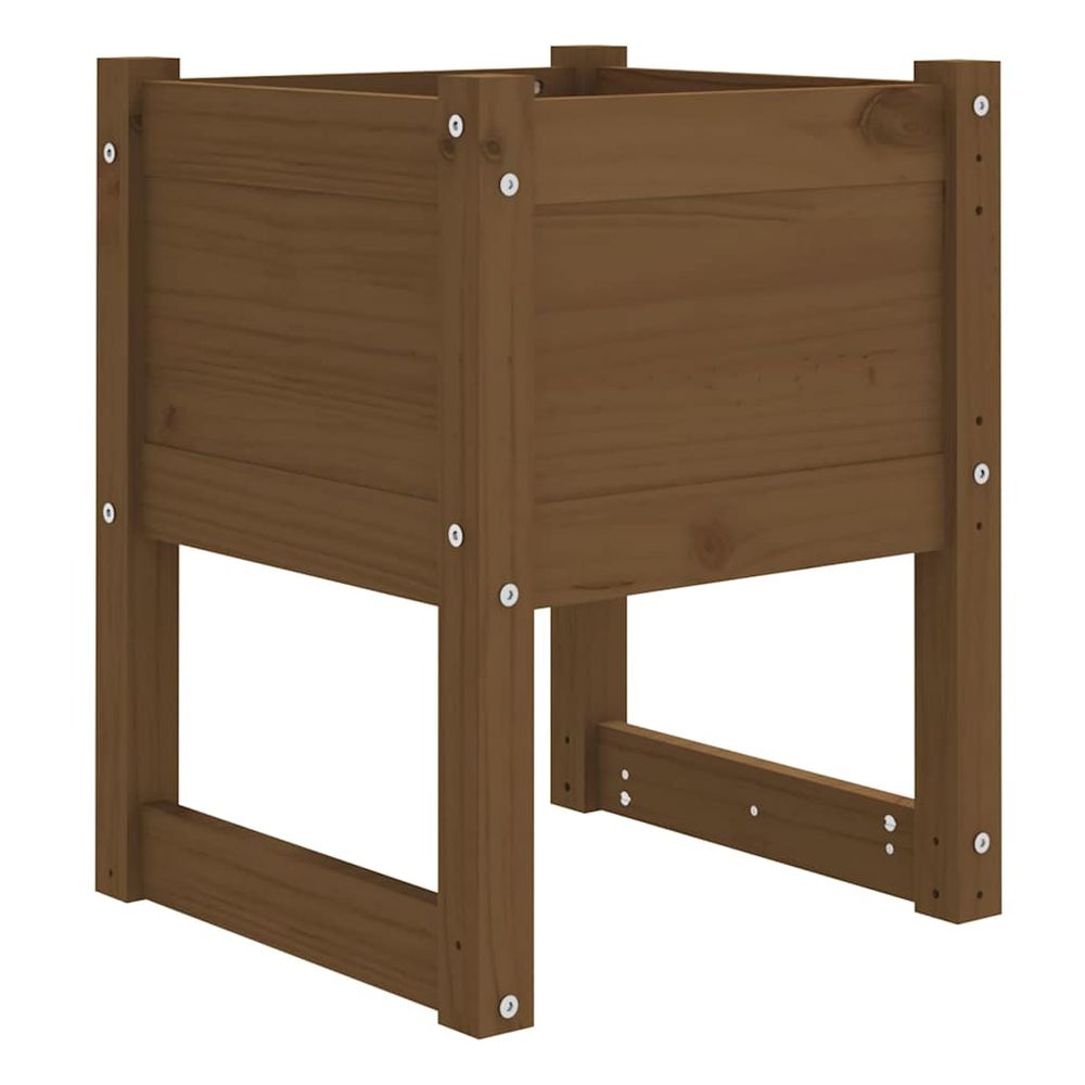 Jardinière marron miel 40x40x52,5 cm bois massif de pin