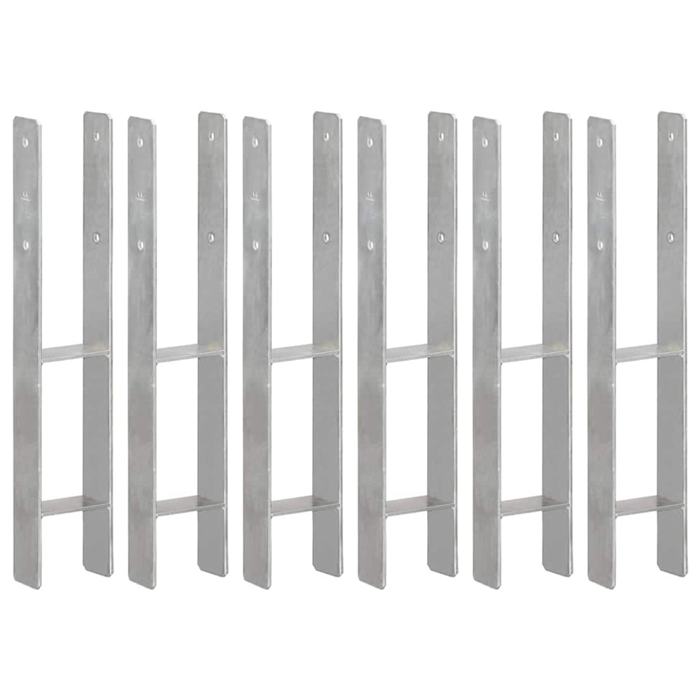 Piquets de clôture 6 pcs argenté 10x6x60 cm acier galvanisé