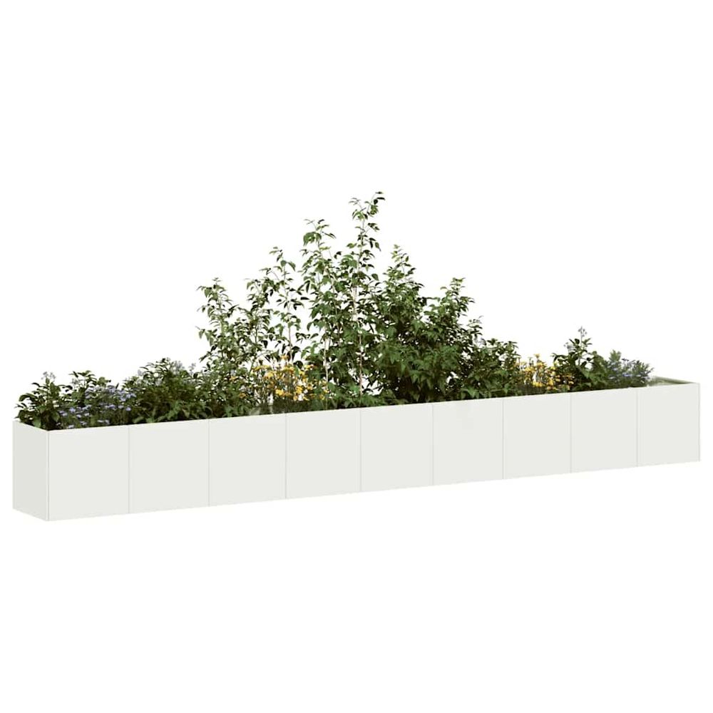 Grande jardinière en acier pour potager et terrasse blanc 360x40x40 cm
