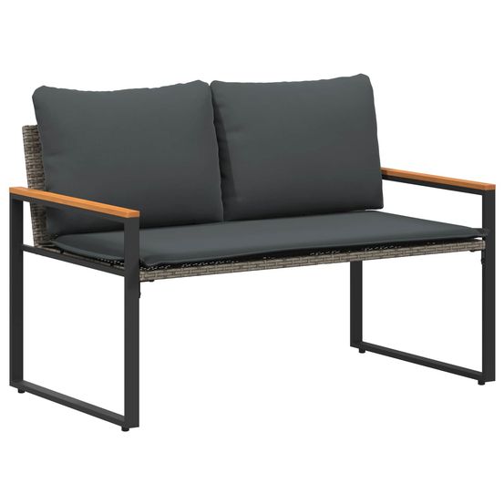 Banc avec coussin gris et gris foncé 115 x 65 x 72 cm rotin