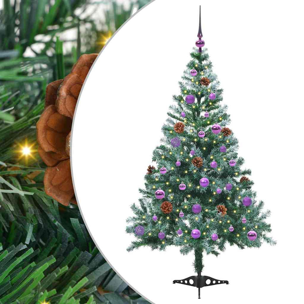 Sapin de noël artificiel avec 150 led vert 150 cm pvc et acier
