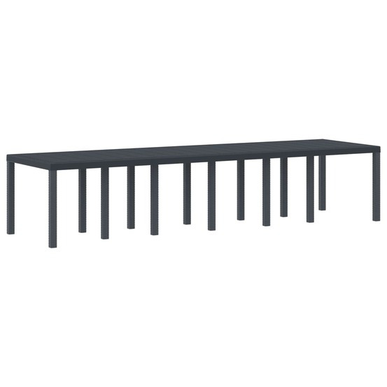 Table de jardin anthracite 350 x 100 x 74 cm polyrotin