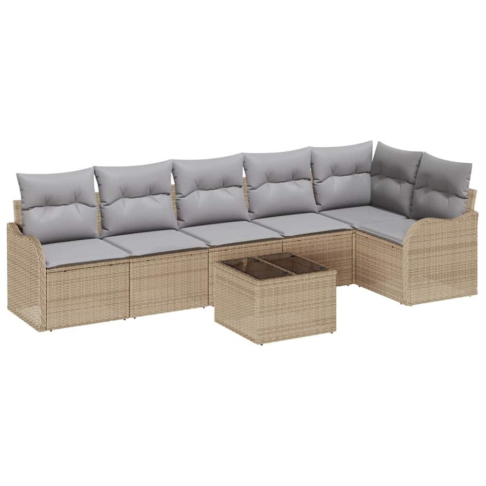 Ensemble de canapé de jardin 7 pc noir polyrotin