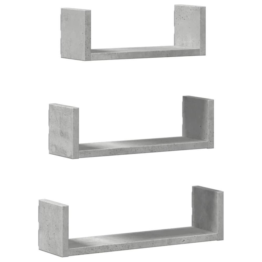 Étagères murales 3 pcs gris béton bois d'ingénierie