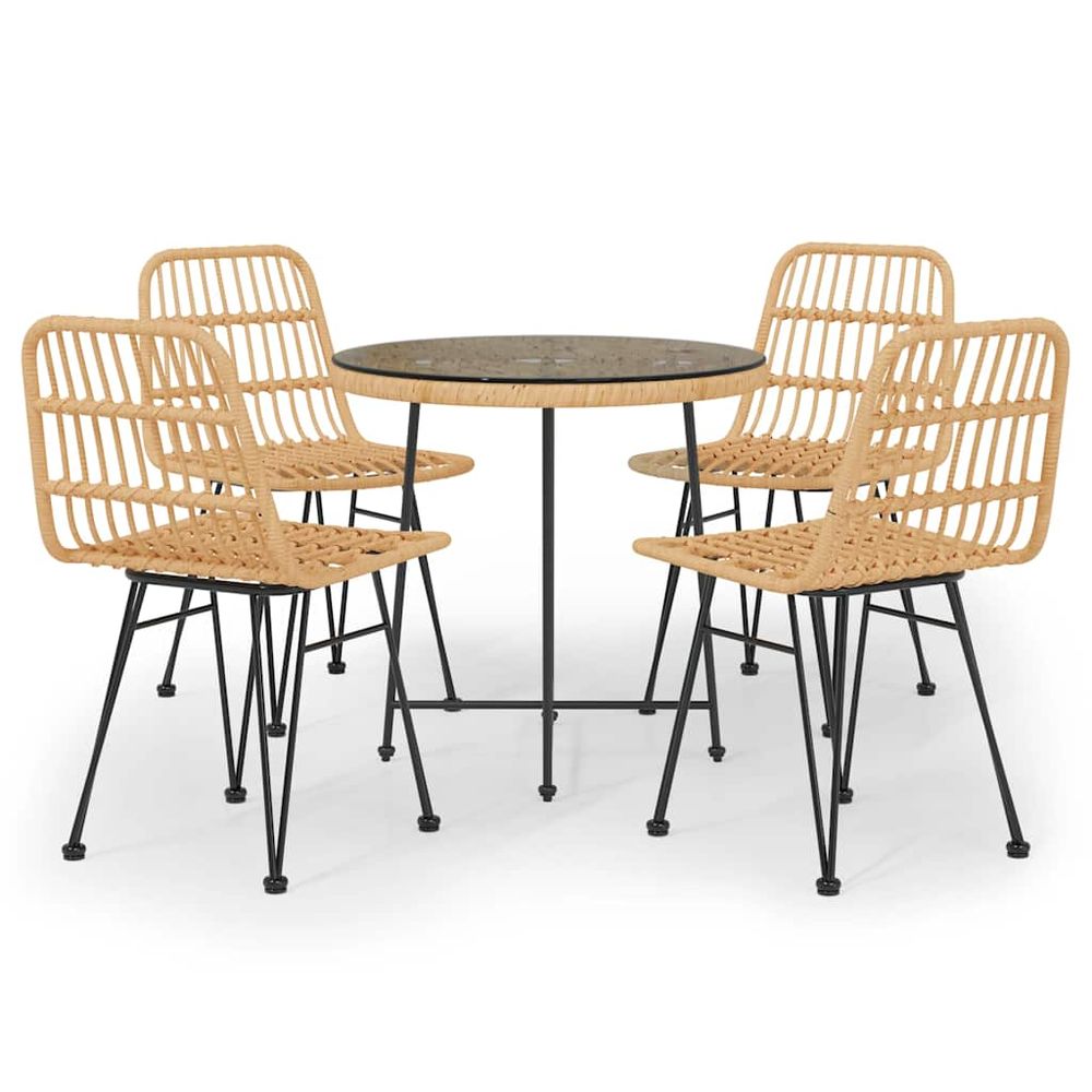 Ensemble à manger de jardin 5pcs résine tressée