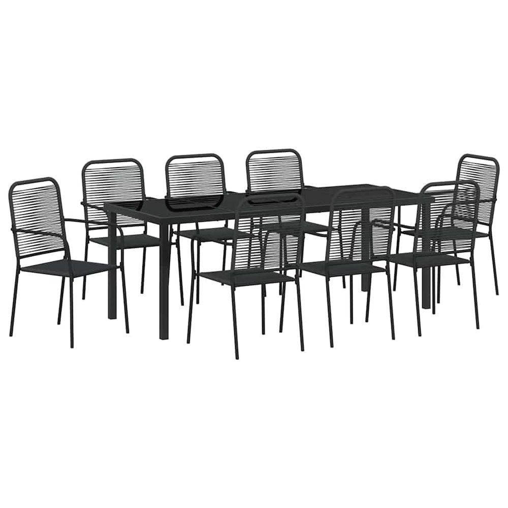 Ensemble de salle à manger pour jardin 9 pc noir