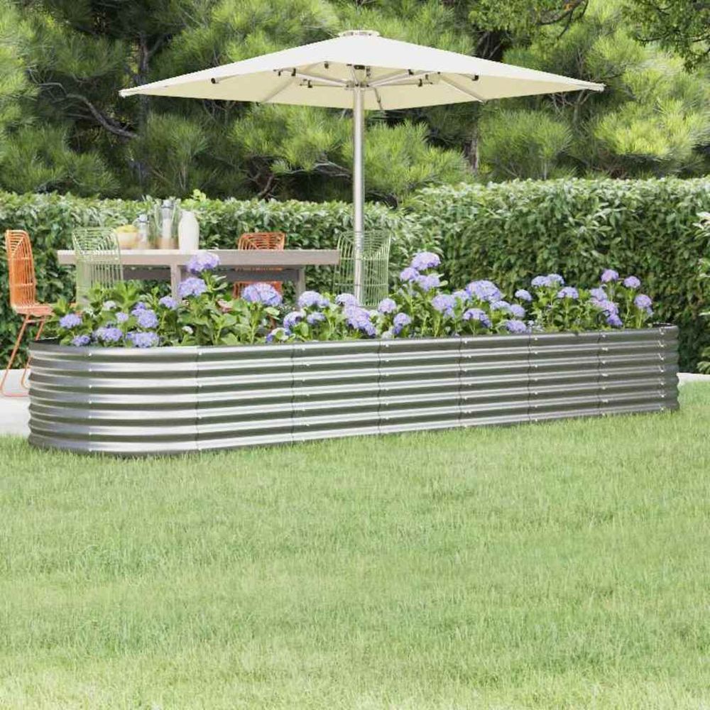 Jardinière potager surélevée acier galvanisé jardin argenté 296 cm