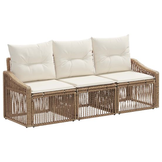 Ensemble de canapé de jardin 3 pc beige polyrotin