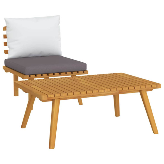 Salon de jardin 2 pcs avec coussins bois d'acacia solide
