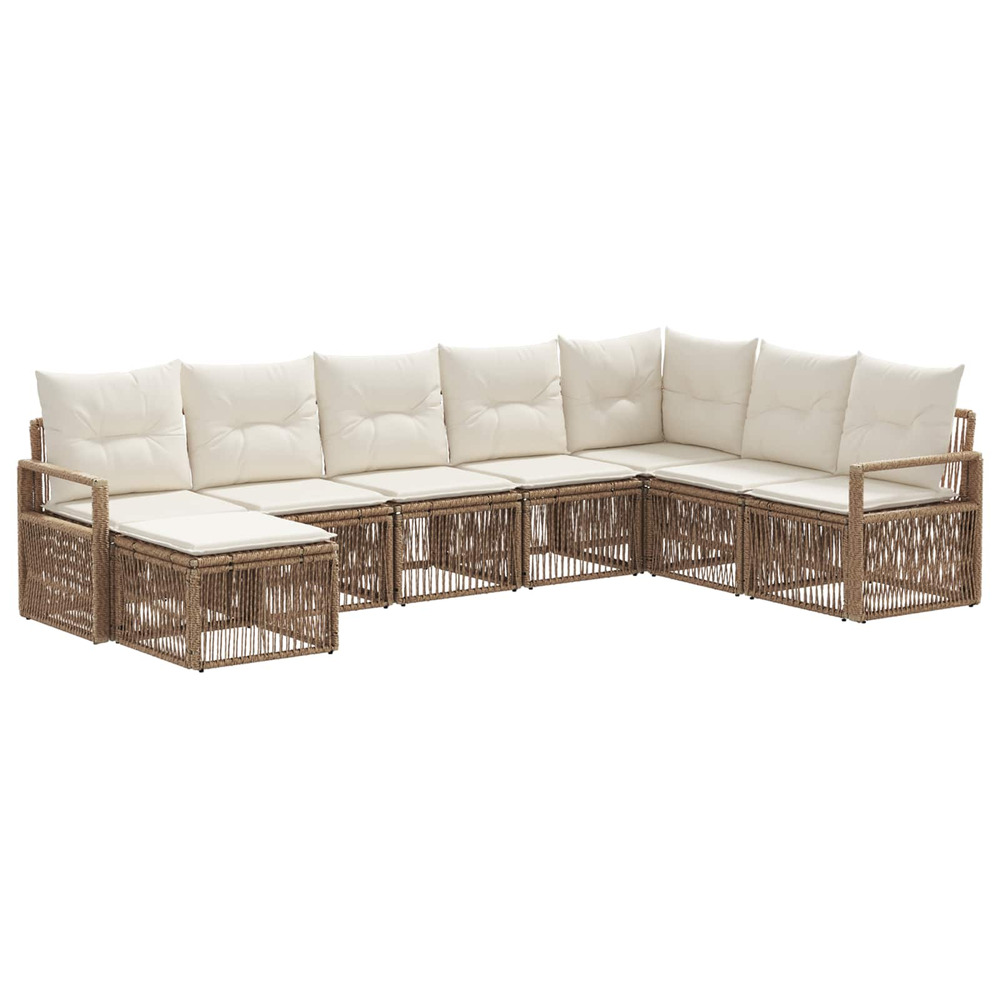 Ensemble de canapé de jardin 8 pcs beige polyrotin