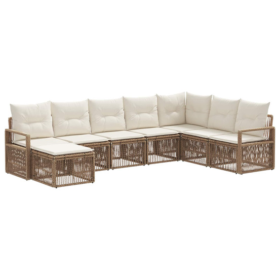 Ensemble de canapé de jardin 8 pcs beige polyrotin