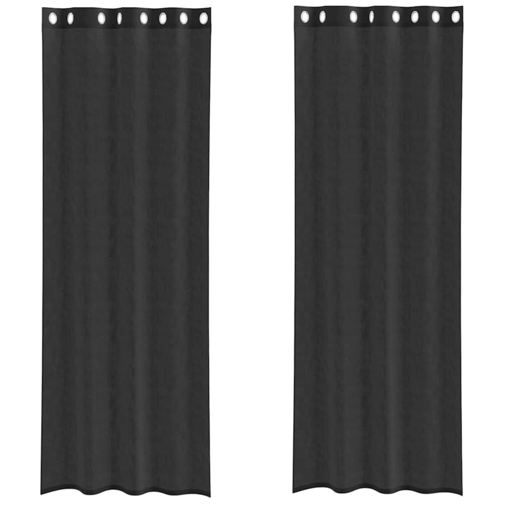 Rideaux en voile avec œillets 2 pcs noir 140x260 cm